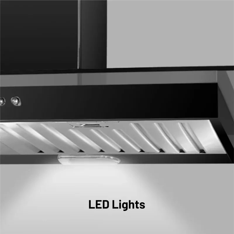 Glen Designer Kitchen Chimney with Push Button Control Baffle Filters 60cm 1000 m3/h - Black (6062 BL) 1