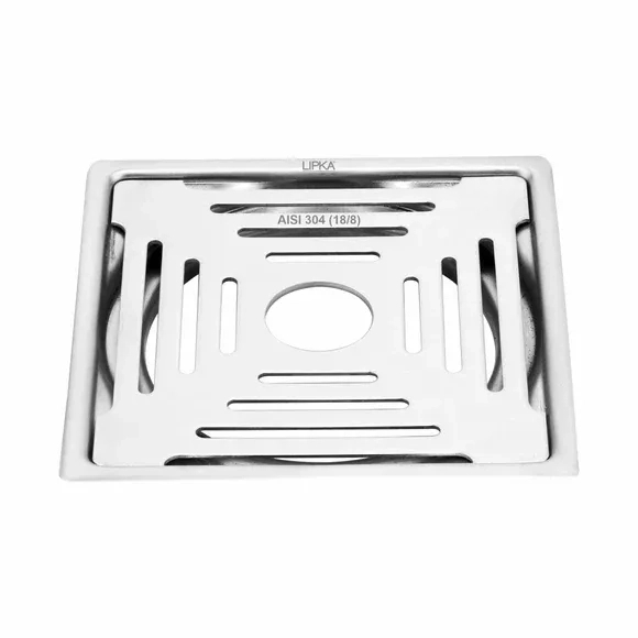 Lipka Green Exclusive Square Flat Cut Floor Drain (6 x 6 Inches) with Hole