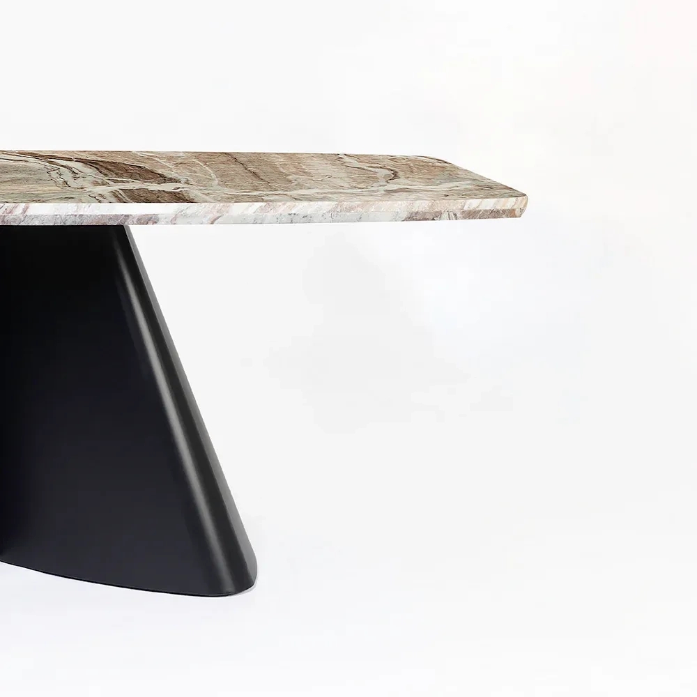 LivingShapes Chrome Marble 8 Seater Dining Table with Iron - Black / Toranto by Living Shapes : Colours available: Black, Brown 3 3