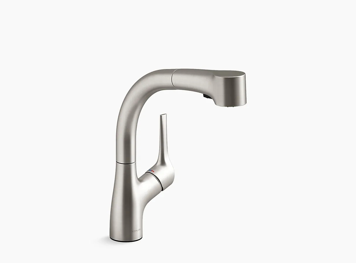 Kohler Elate Pull - Out Kitchen Sink Faucet With Two - Function Sprayhead - Vibrant Stainless by Kohler : Colours available: Silver