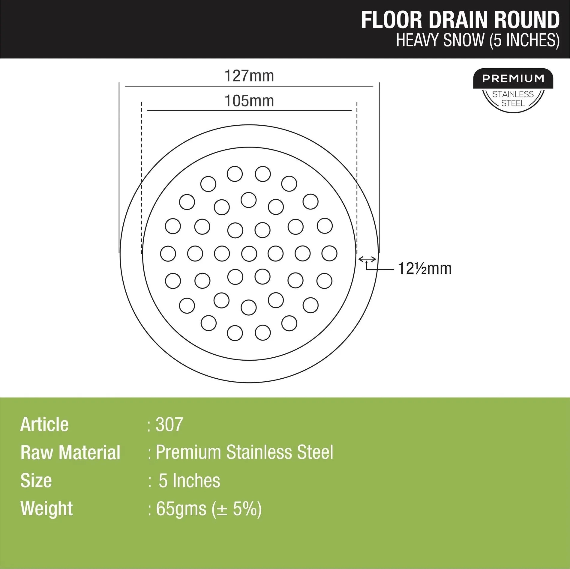 Lipka Heavy Snow Round Floor Drain (5 inches) 1