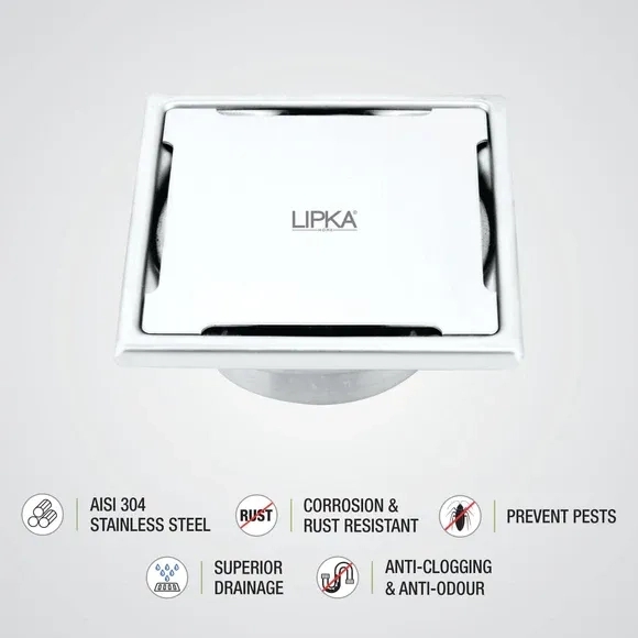 Lipka Yellow Exclusive Square Floor Drain (6 x 6 Inches) with Cockroach Trap 6
