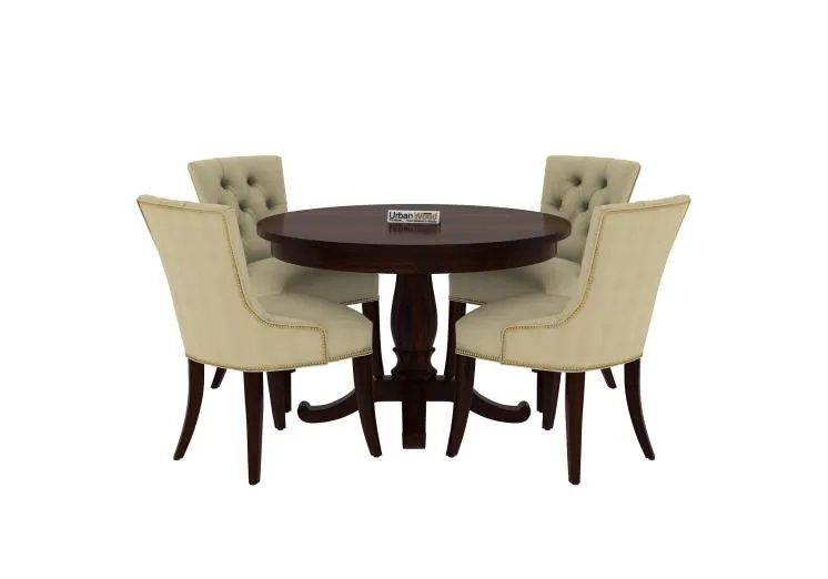Urbanwood Knit 4-Seater Round Dining Table Set ( Walnut Finish ) 1