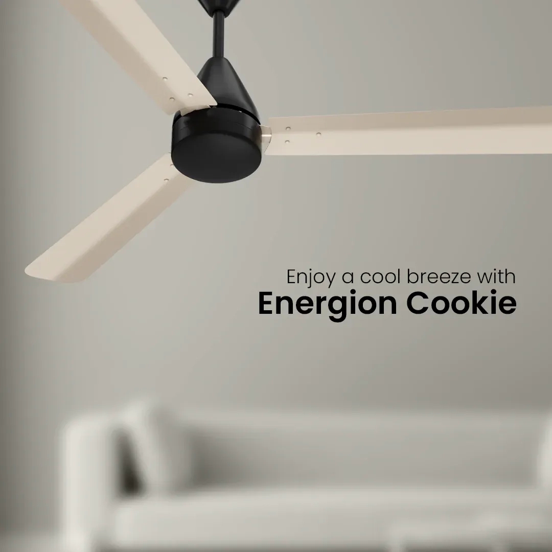 Crompton Energion Cookie BLDC Ceiling Fan -  Ivory Black by Crompton : Colours available: Black, Ivory 12 1