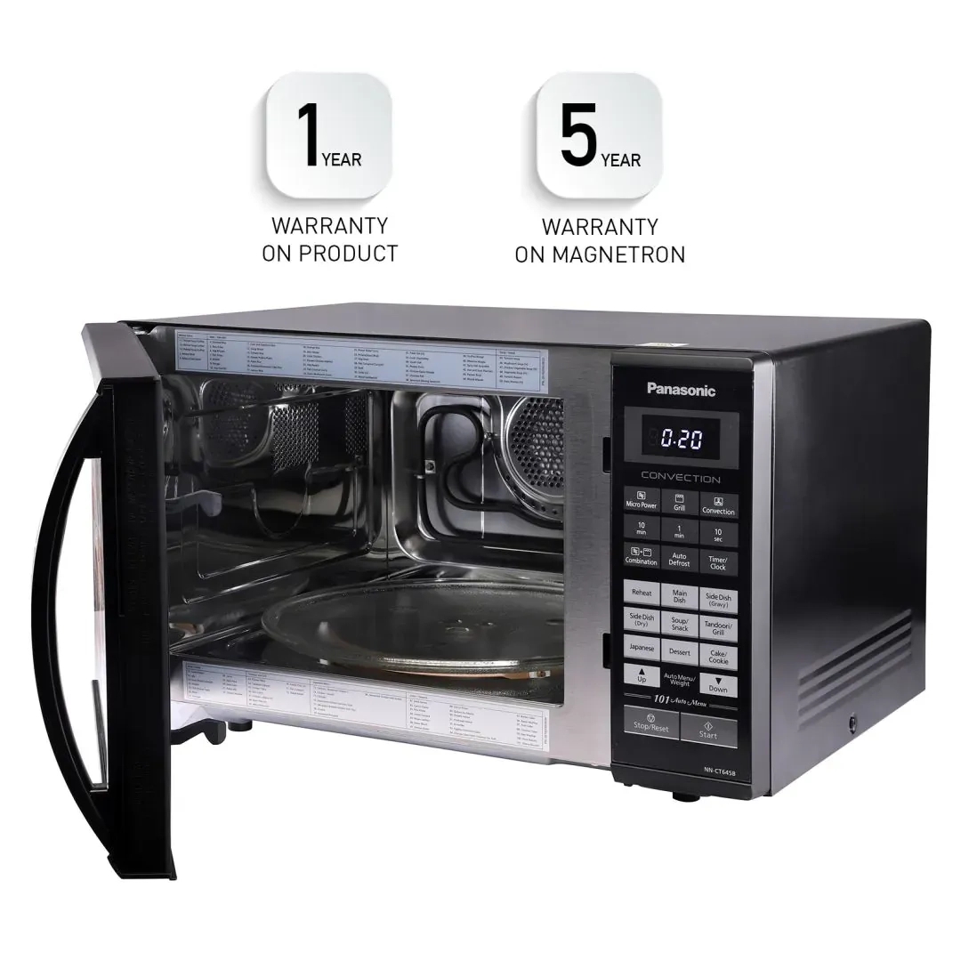 Panasonic 27L Convection Microwave Oven (NN-CT645BFDG, Black Mirror, 360 Heat Wrap, Magic Grill, 101 Auto Cook Menus) by Panasonic : Colours available: Black 8 7