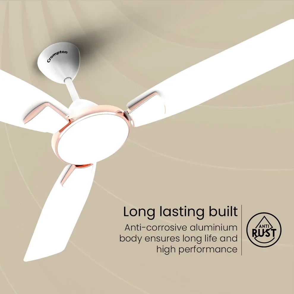 Crompton High Speed Toro | Star Rated Ceiling Fan - Sliver Magic White by Crompton : Colours available: White 4 3