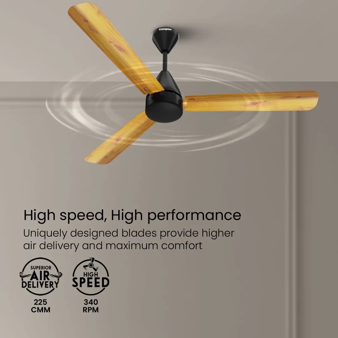 Crompton Energion Cookie BLDC Ceiling Fan - Light Pine Wood by Crompton : Colours available: Black, Goldenrod 1 4
