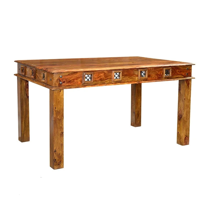 Natural Living Jali Block Six seater Wooden Dining Table (145 X 90 X 77) 1