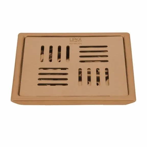 Lipka Pink Exclusive Square Floor Drain in Antique Copper PVD Coating (6 x 6 Inches)