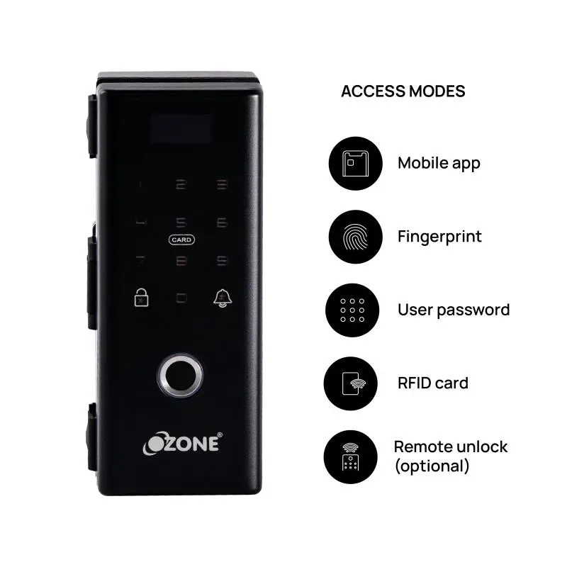 Ozone Smart Wi-Fi Lock for Glass Doors by Ozone for Bedroom, Office : Colours available: Black 7 1