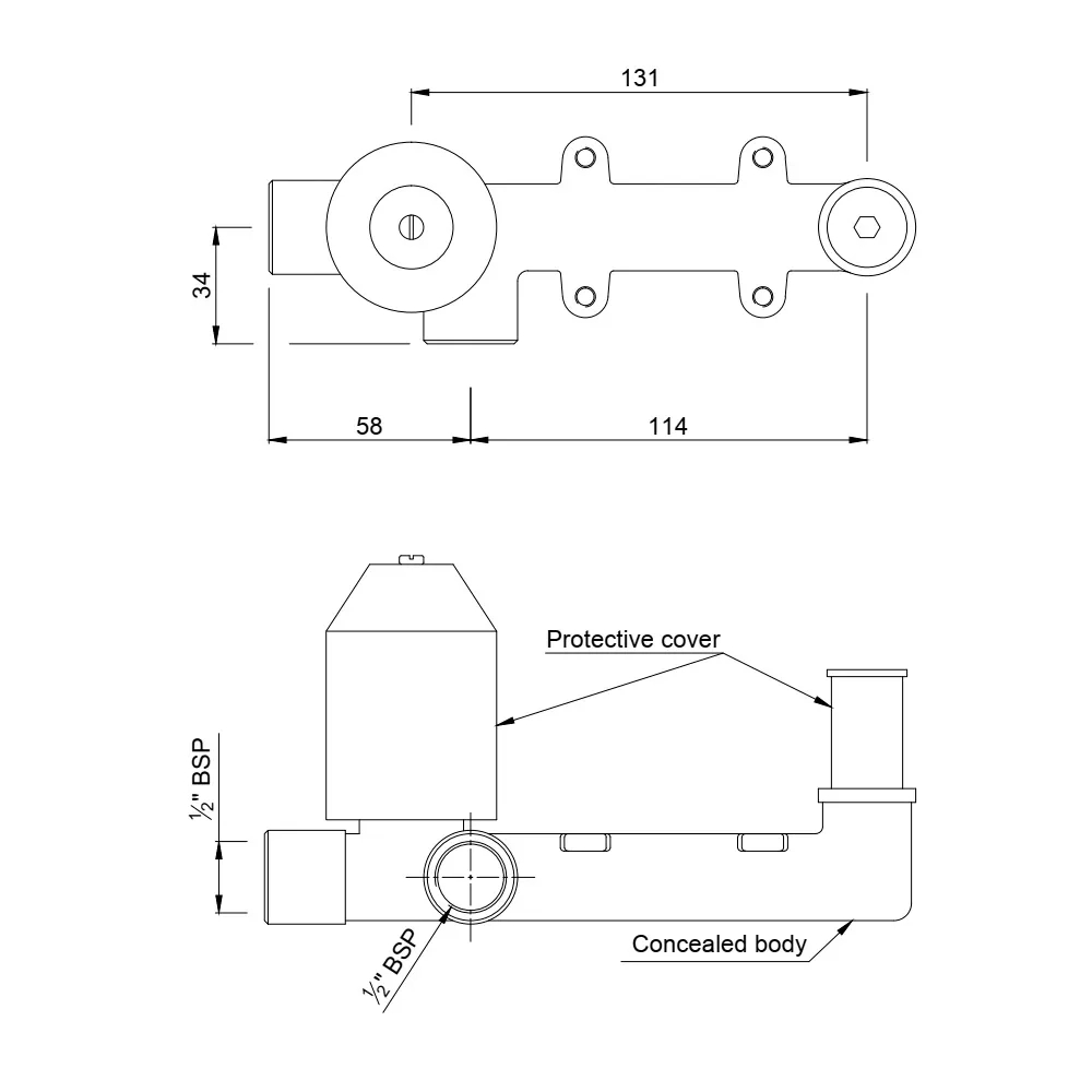 Left Hand Side Operated Concealed Body by Jaquar for Basin Tap 1 1