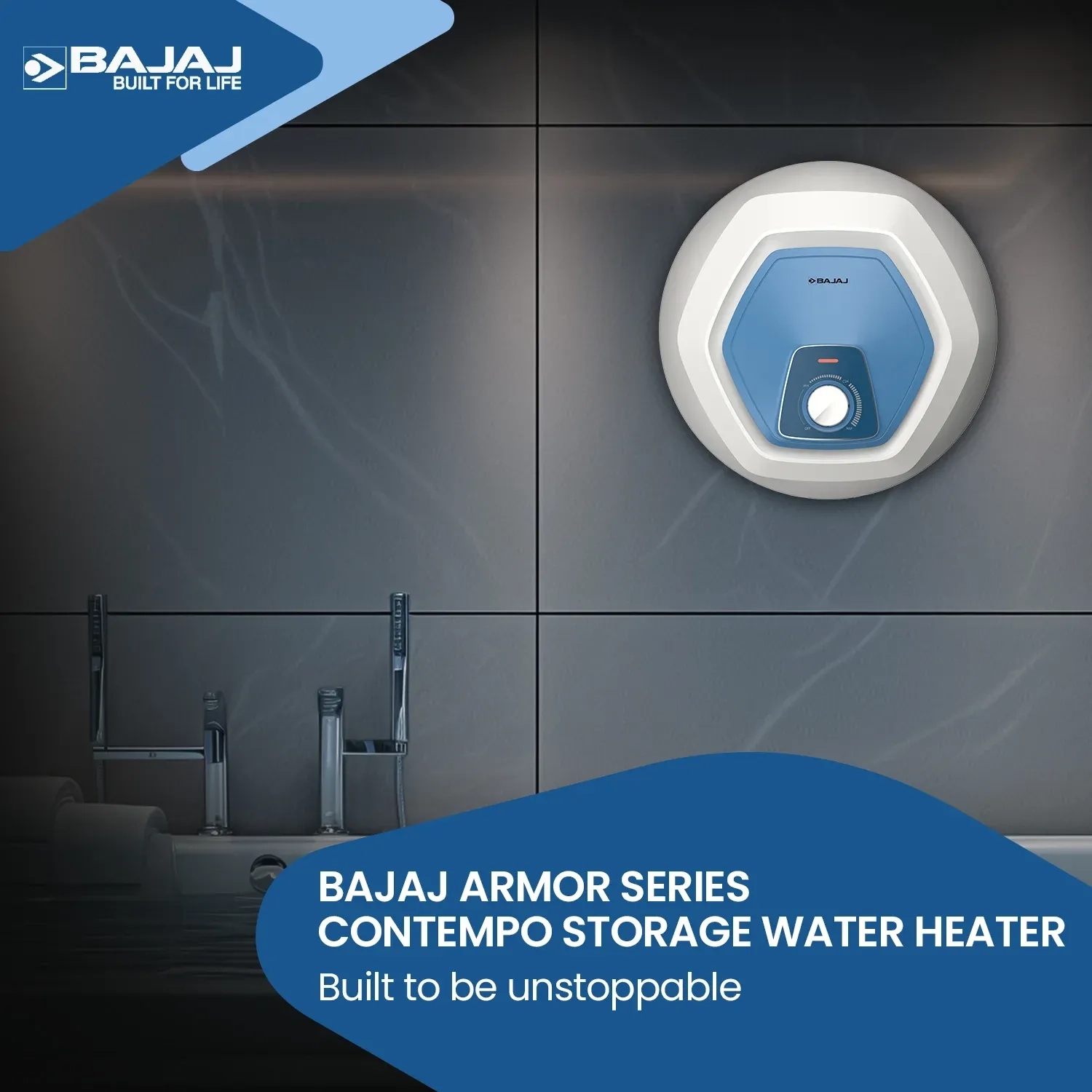 Bajaj Armor Series Contempo - Water Heater 6L by Bajaj : Colours available: White, DeepSkyBlue 10 1