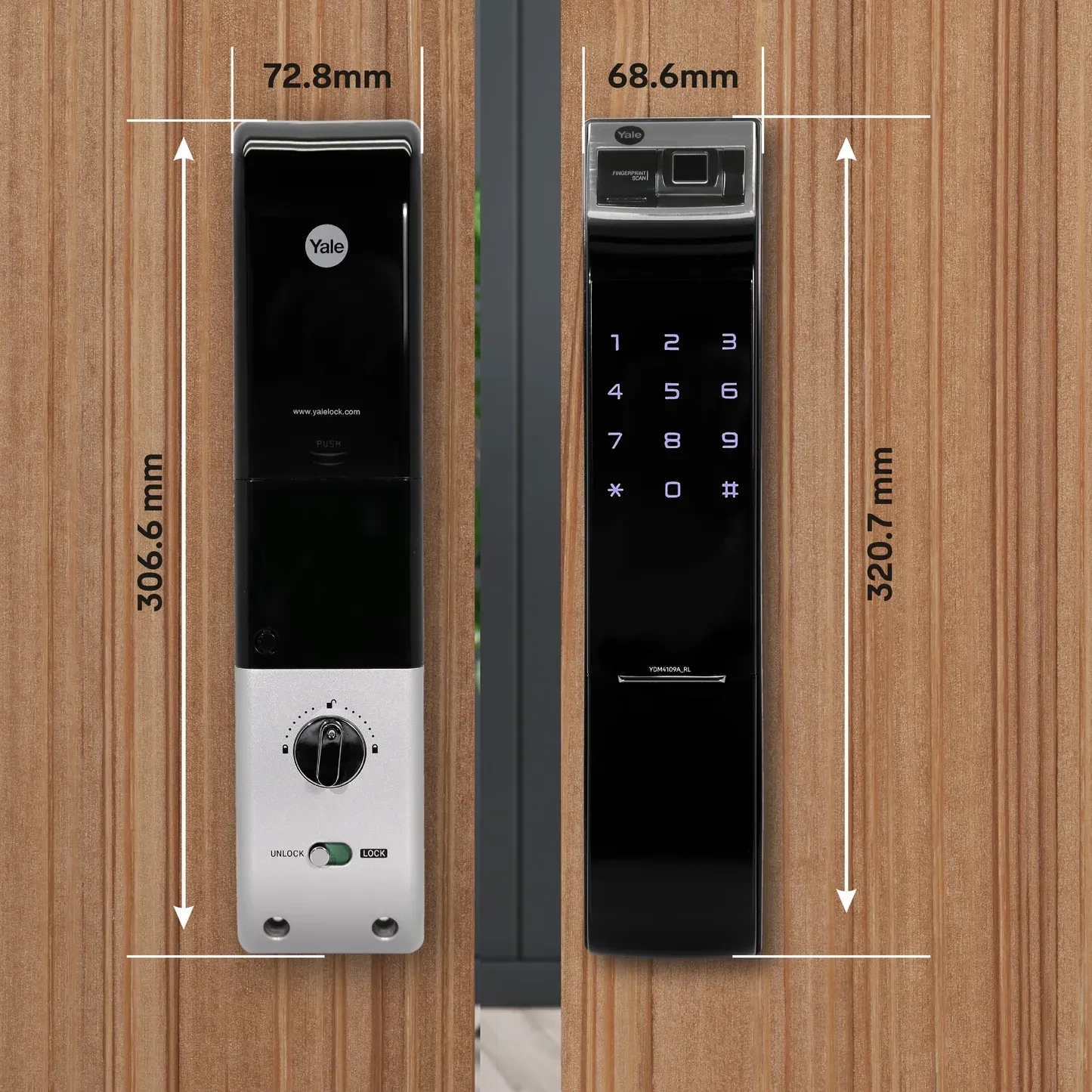 YDM 4109 Roller Latch Without Handle Smart Lock by Yale : Colours available: Black 3 4