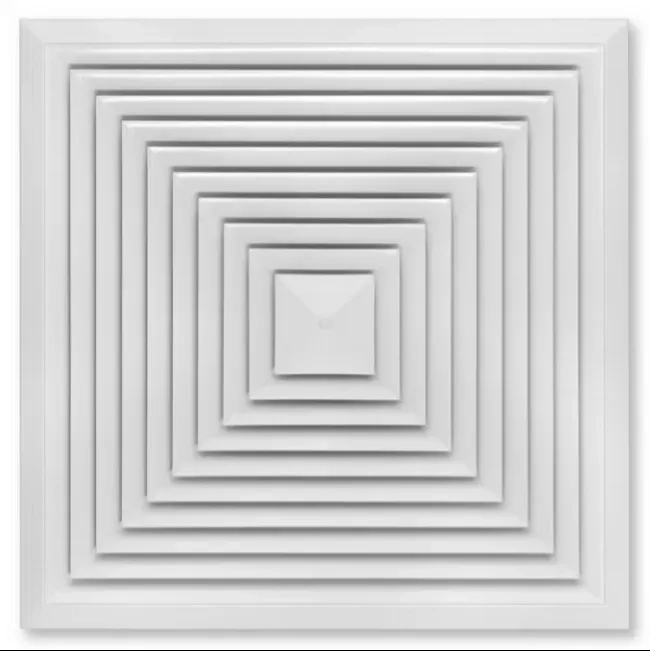 Trox DLQ for Four-Way Horizontal Supply Air Discharge, with Fixed Air Control Blades – Sheet Steel Diffuser Face by Trox