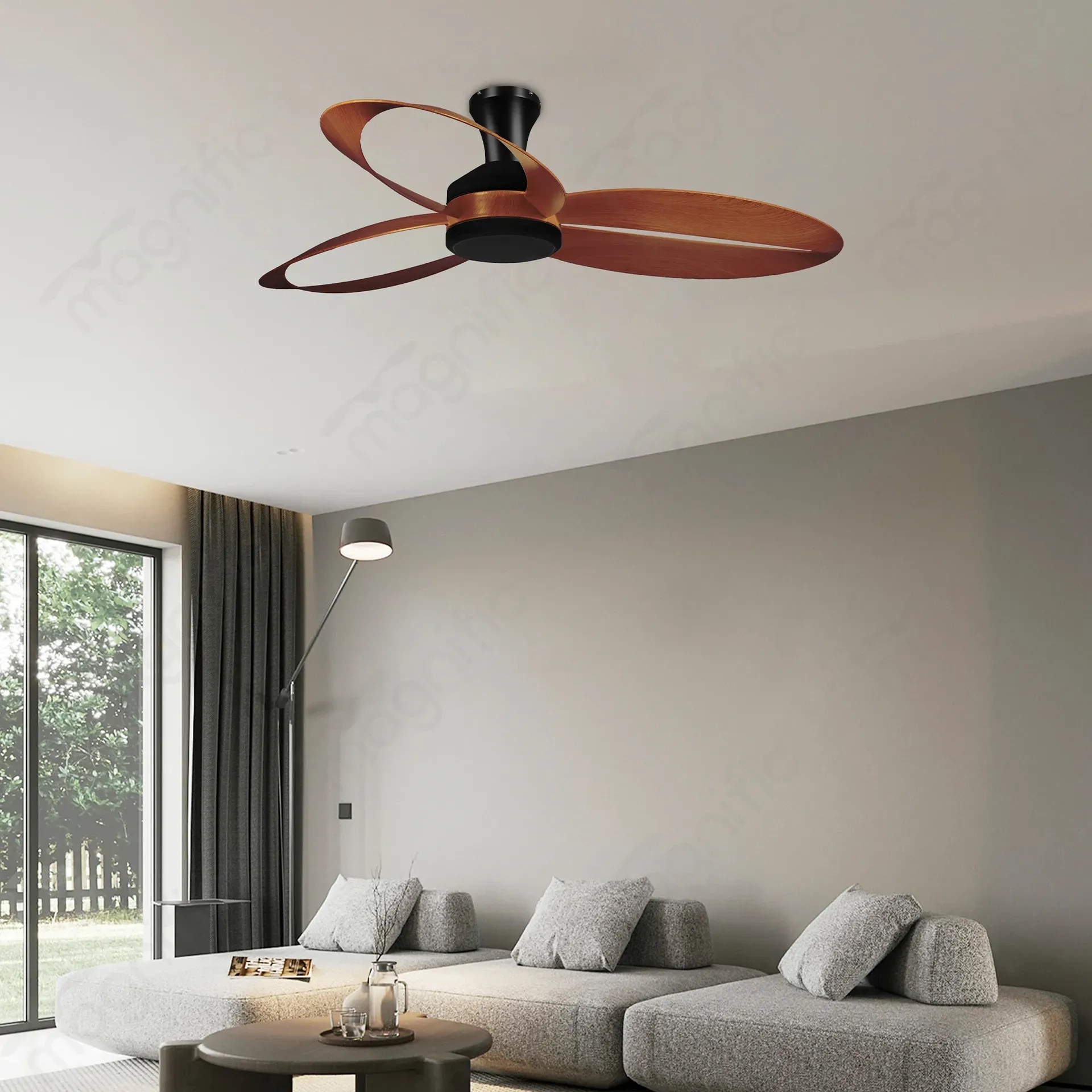 Magnific Maybach – 52” Modern Ceiling Design Fan with Powerful Airflow - Wooden by Magnific : Colours available: Brown