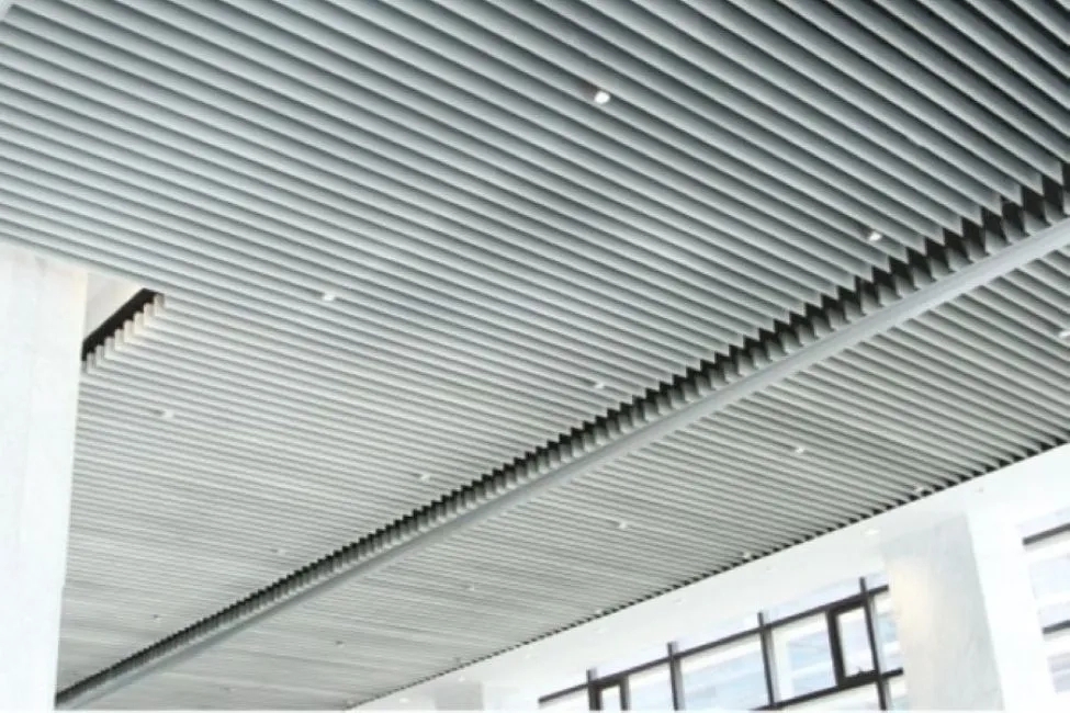 Tranquil V-Shaped Metal Baffle Ceilings by Tranquil for Interior : Colours available: Silver 1