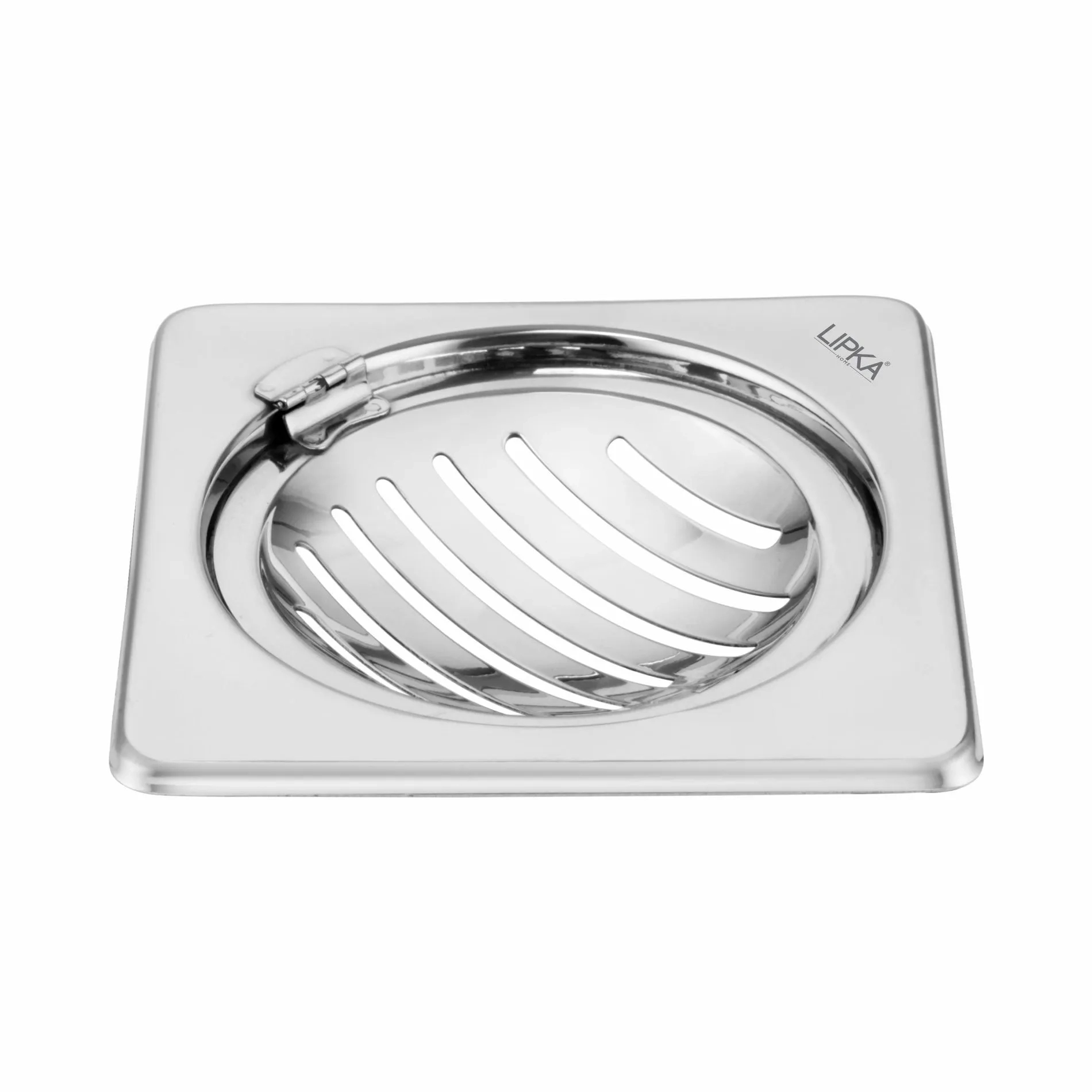 Lipka Eon Square Floor Drain with Classic Jali and Hinge (5 x 5 Inches)