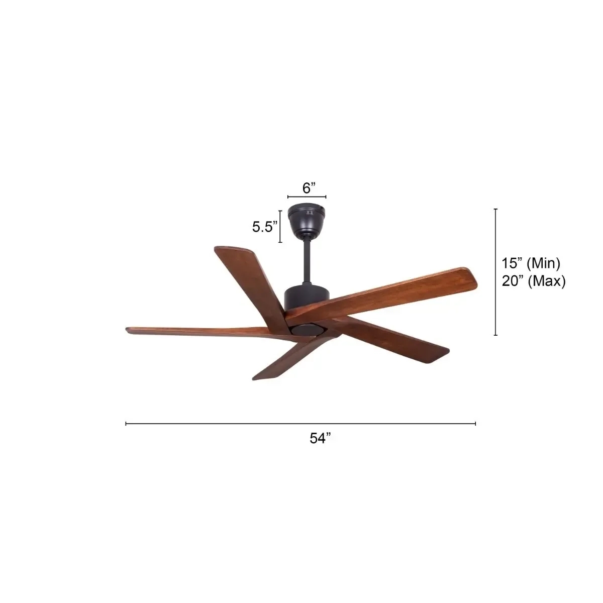 The WhiteTeak Kensington (137 cm Span, Black Finish Metal Body, Walnut Finish Solid Wood Blades) Ceiling Fan by White Teak : Colours available: Brown 6 6