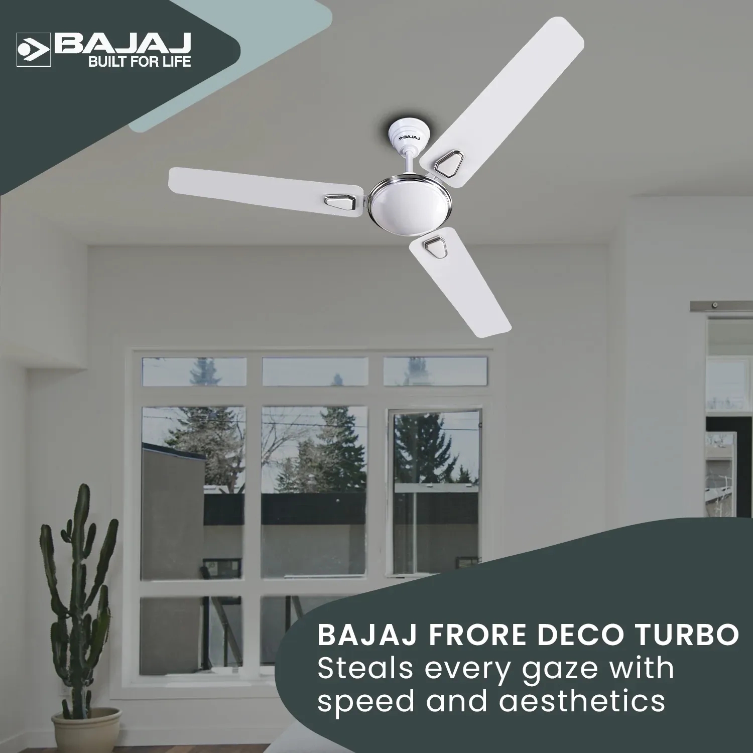 Bajaj Frore Deco Turbo 1200 mm Ceiling Fan - White by Bajaj : Colours available: White 11 1