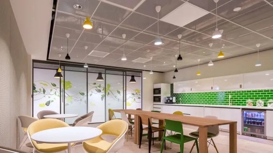 Knauf Armstrong METALWORKS™ MESH Hexagon 3 Ceiling Tile by Knauf for Retail, Warehouses, Office, Industrial, Hospitality, Hotel : Colours available: White