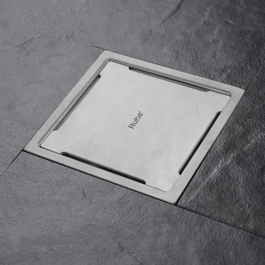 Ruhe Diamond Square 304-Grade Floor Drain With Hole - 6 x 6 Inches by Ruhe : Colours available: Silver 4 6