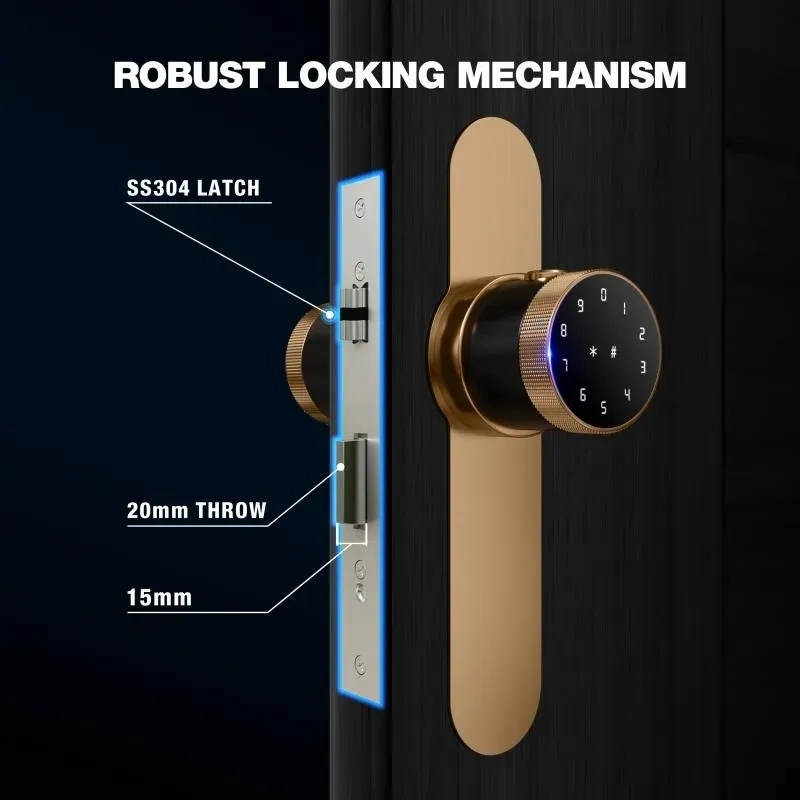 Ozone Smart Bluetooth Internal Lock with Lock Plate for Wooden & Metal Doors by Ozone for Bedroom, Office : Colours available: AntiqueBronze 9 5