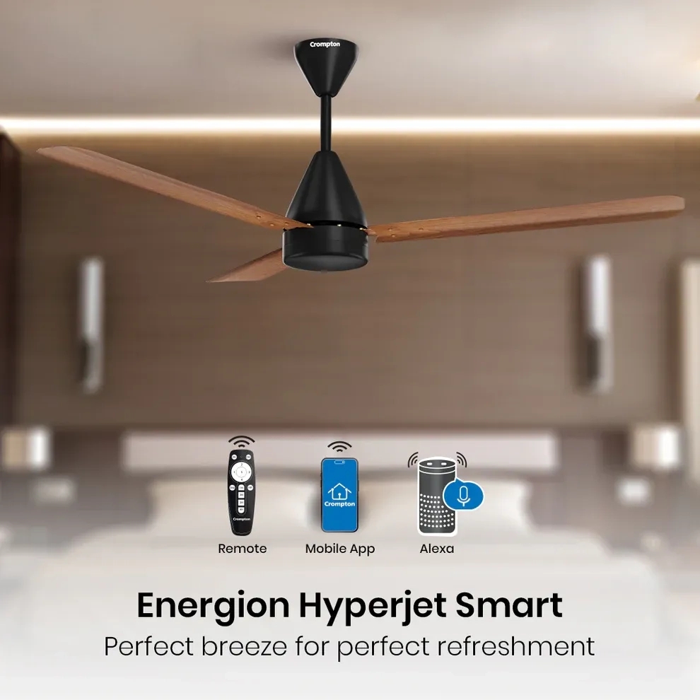Crompton Energion Hyperjet smart BLDC Ceiling Fan - Dark Cherrywood by Crompton : Colours available: WoodyBrown 3 8