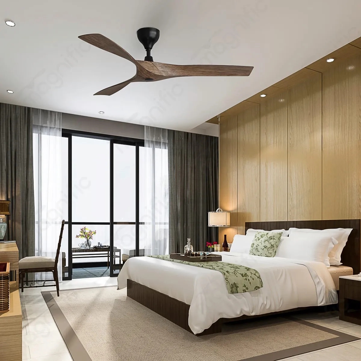 Magnific Sensation – 56″ Modern Ceiling Fan with Unique Design | Remote Control - Pine Wooden by Magnific : Colours available: WoodyBrown