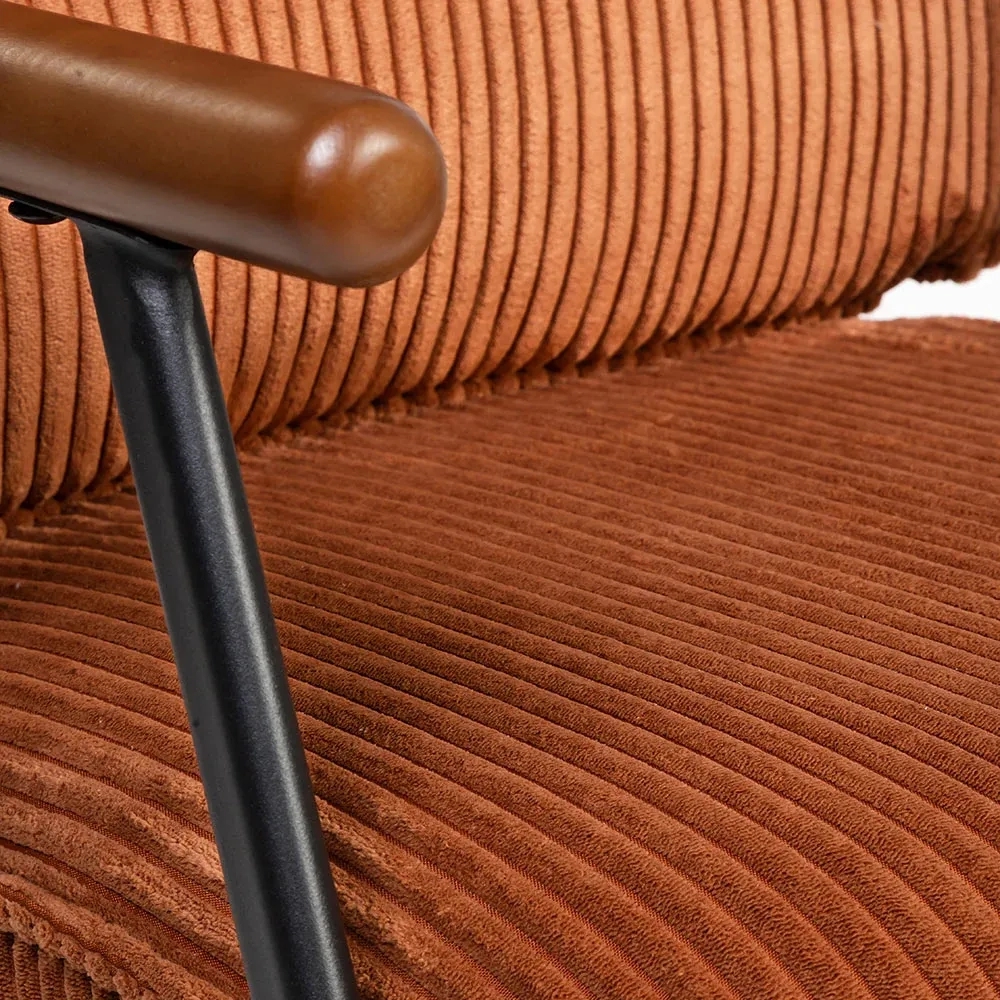 LivingShapes Antho Velvet Dining Chair with Wooden Armrest - Coppery Red by Living Shapes : Colours available: DarkRed 6 7