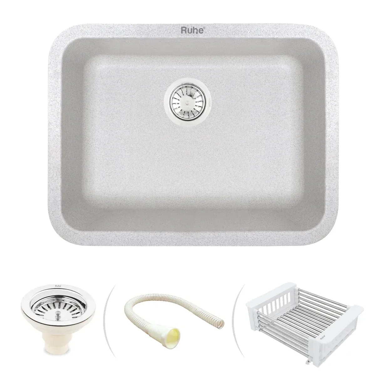 Ruhe Quartz Single Bowl Round Kitchen Sink - 24 X 18 X 9 Inches - Chrome by Ruhe : Colours available: Chrome 10 1