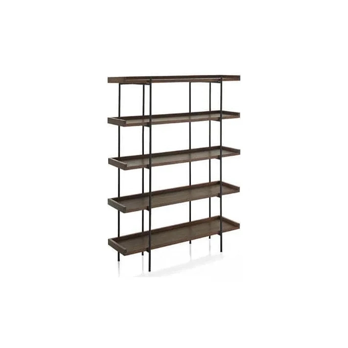 Asian Arts Tall Industrial Shelf with Black Metal Frame and Wooden Tiers – 5 Tier Storage Rack by Asian Arts : Colours available: WoodyBrown 5 2