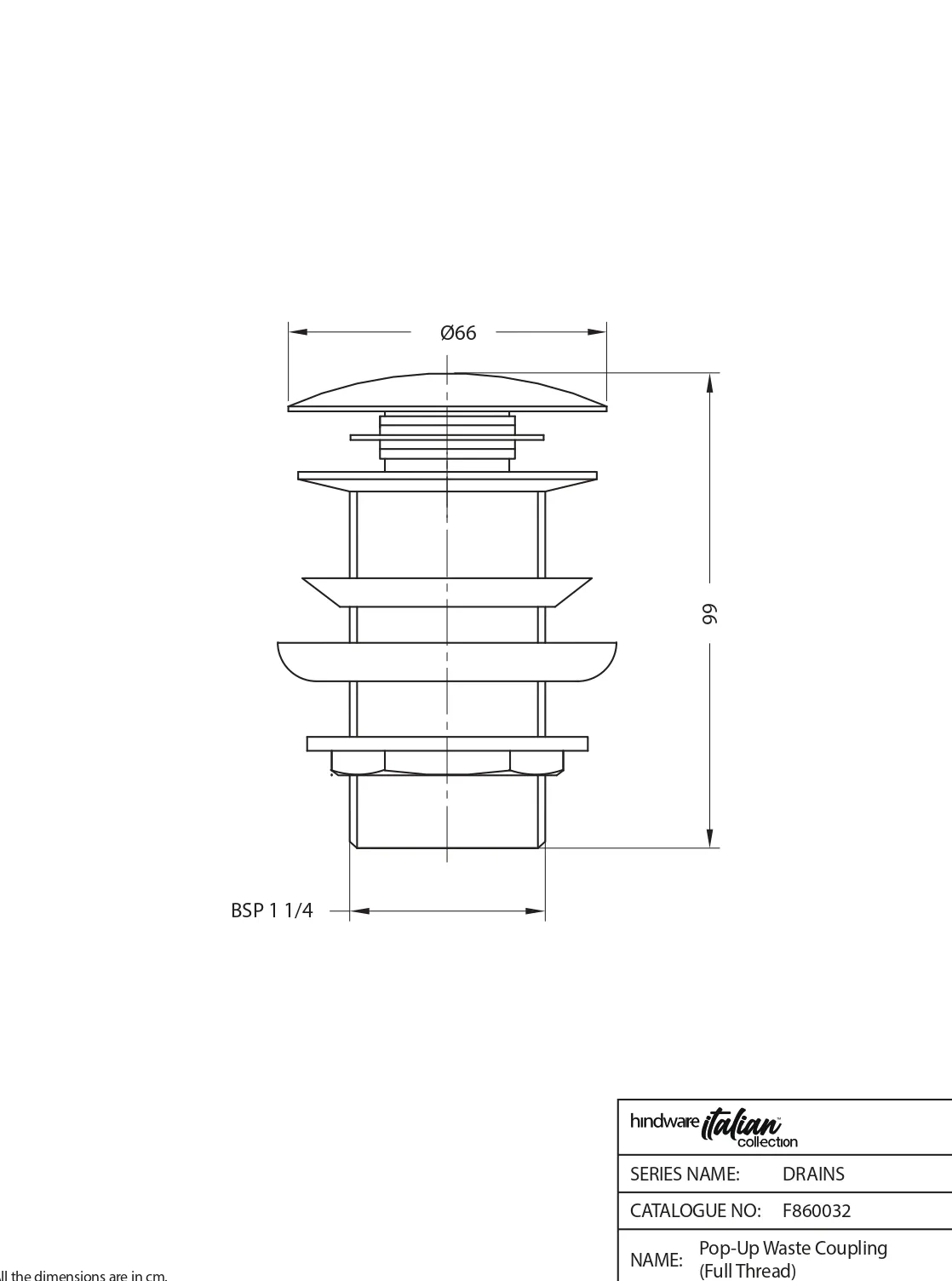 Pop-Up Waste Coupling 32 mm Full Thread by Hindware 1 1