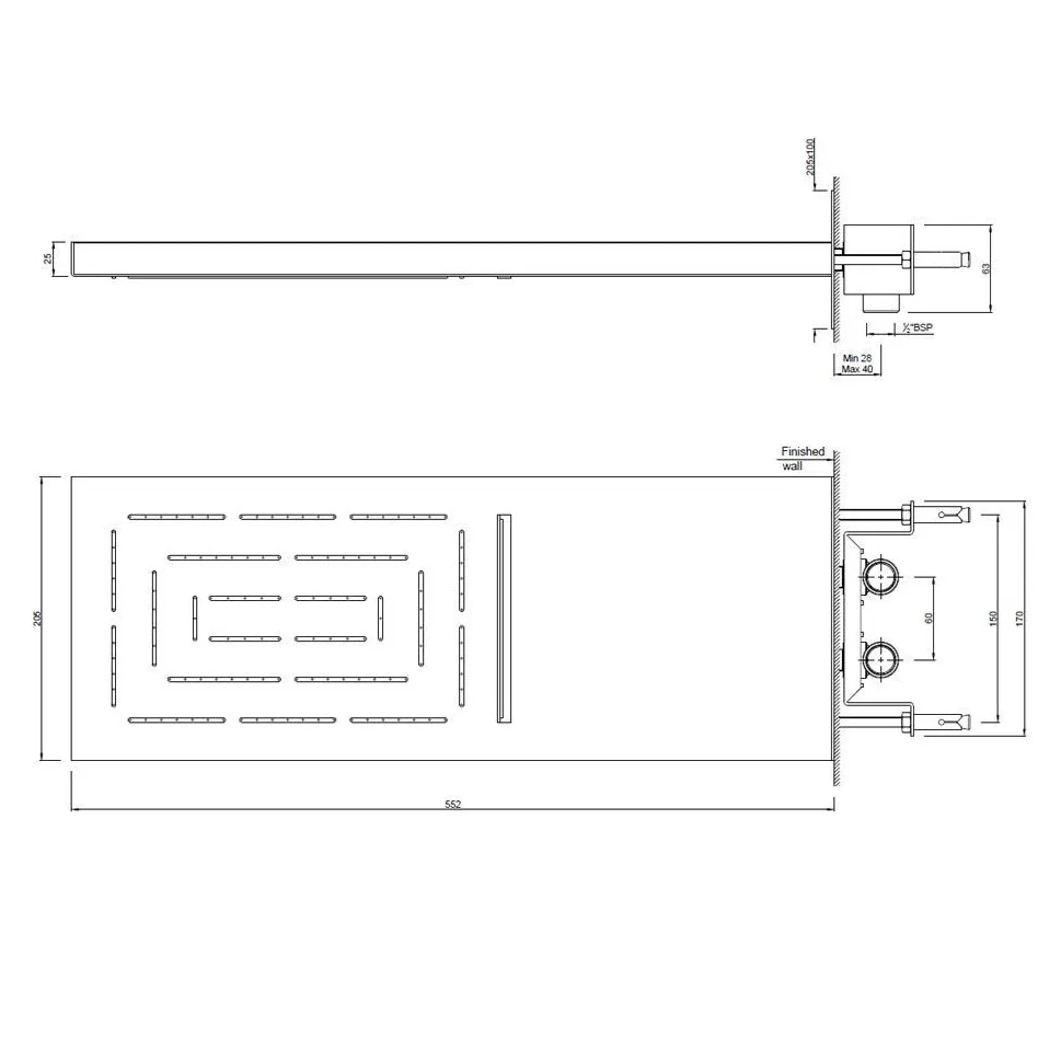 Water Fall Overhead Shower - Graphite by Jaquar : Colours available: Grey 1 1