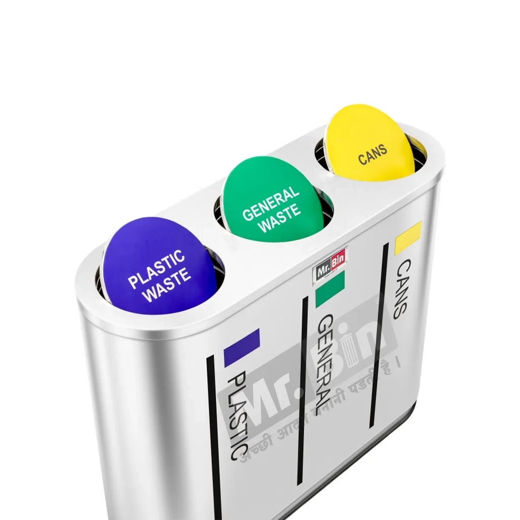 Mr SS Trio Bin by Mr. Bin : Colours available: Silver 4 3
