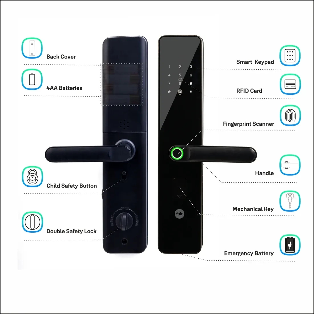 YDME100NxT Smart Door Lock - Black by Yale : Colours available: Black 2 3