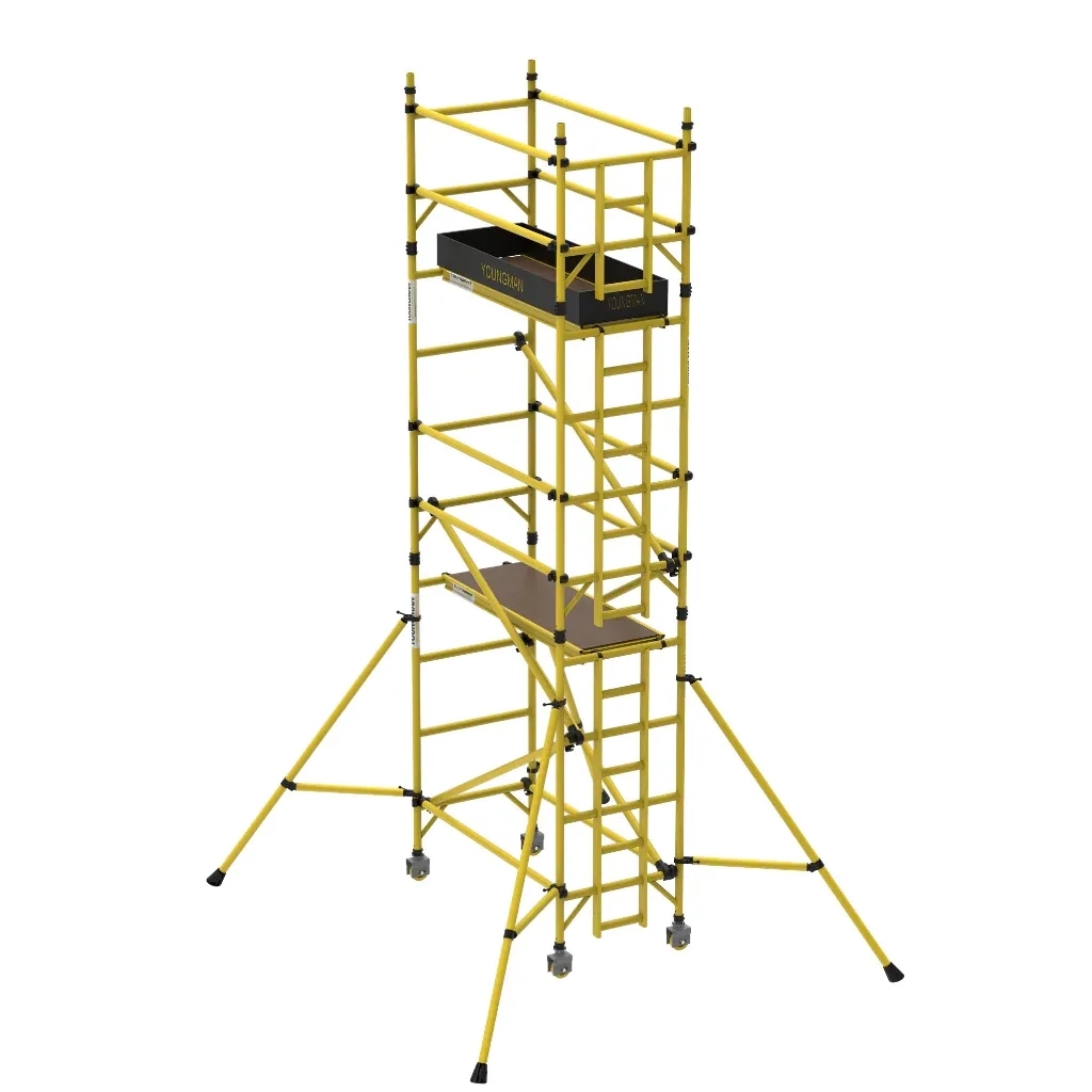 Youngman Fibreglass FRP Electrical Shockproof Scaffold Tower- XO FRP by Y Equipment Services : Colours available: Yellow 2 2