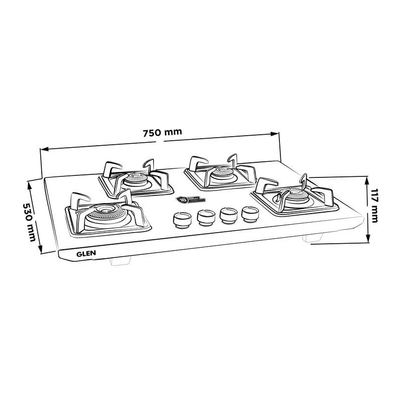 Glen 4 Burner Stainless Steel LPG Gas Stove|10 Years warranty on Burners and Gas Valve|1 Jumbo Forged Brass Burner|Ultra Tough Body|Manual Ignition|360° Revolving Brass Nozzle|1054UTTNDTSS 9
