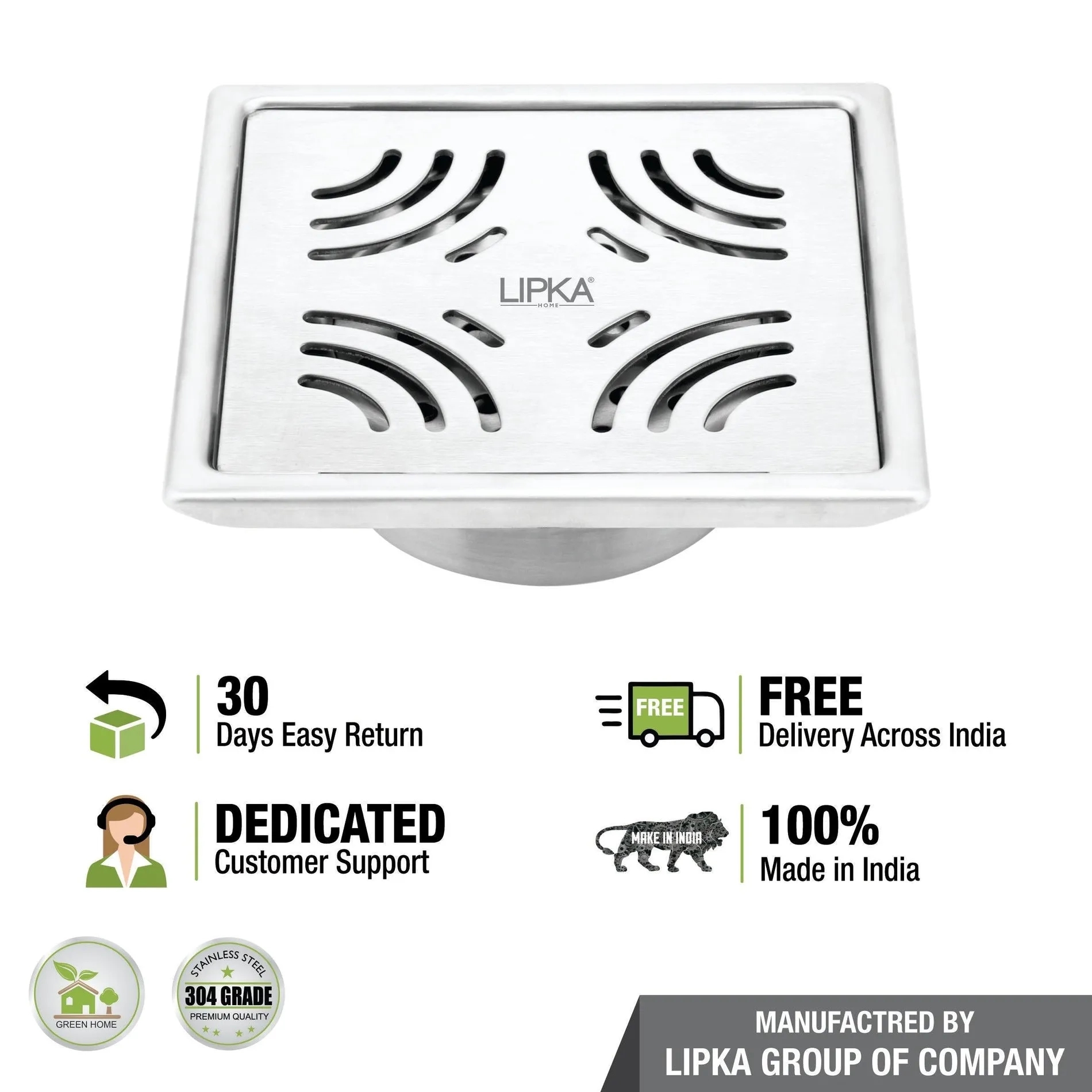 Lipka Purple Exclusive Square Floor Drain (5 x 5 Inches) with Cockroach Trap 4
