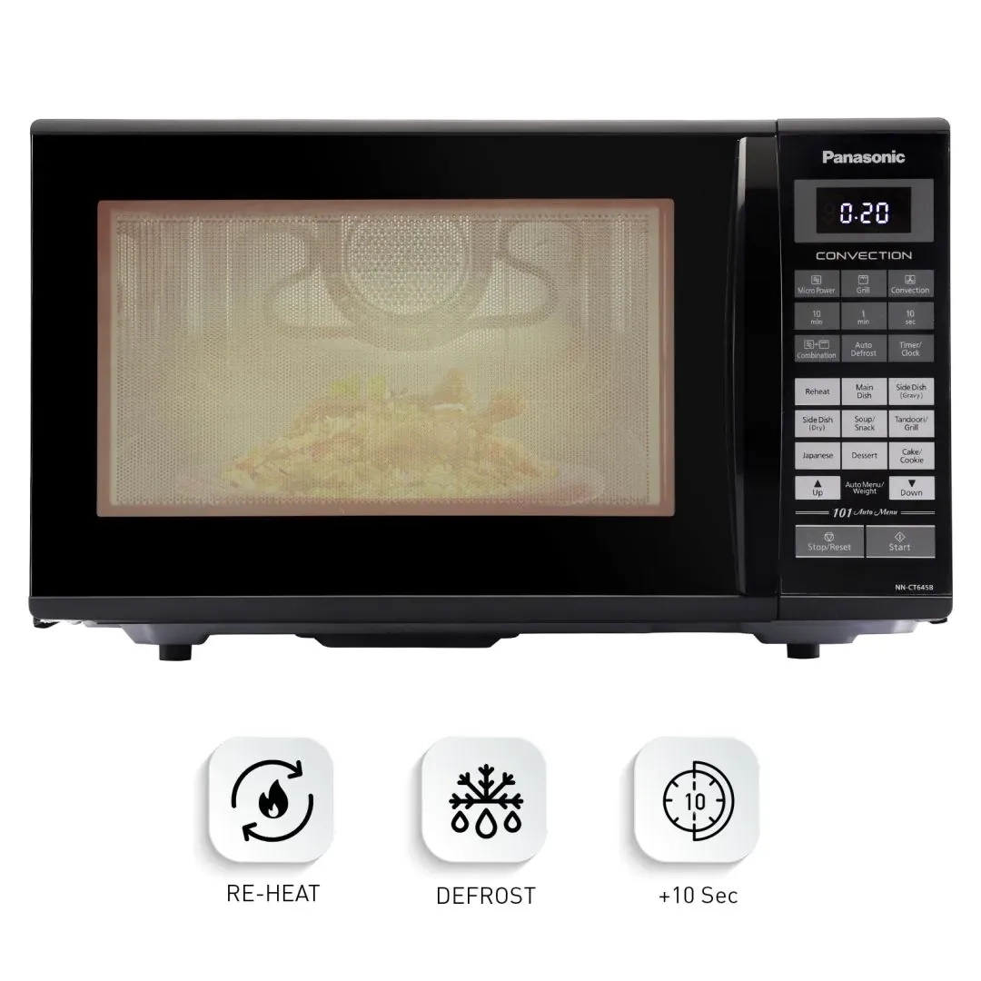 Panasonic 27L Convection Microwave Oven (NN-CT645BFDG, Black Mirror, 360 Heat Wrap, Magic Grill, 101 Auto Cook Menus) by Panasonic : Colours available: Black 7 6