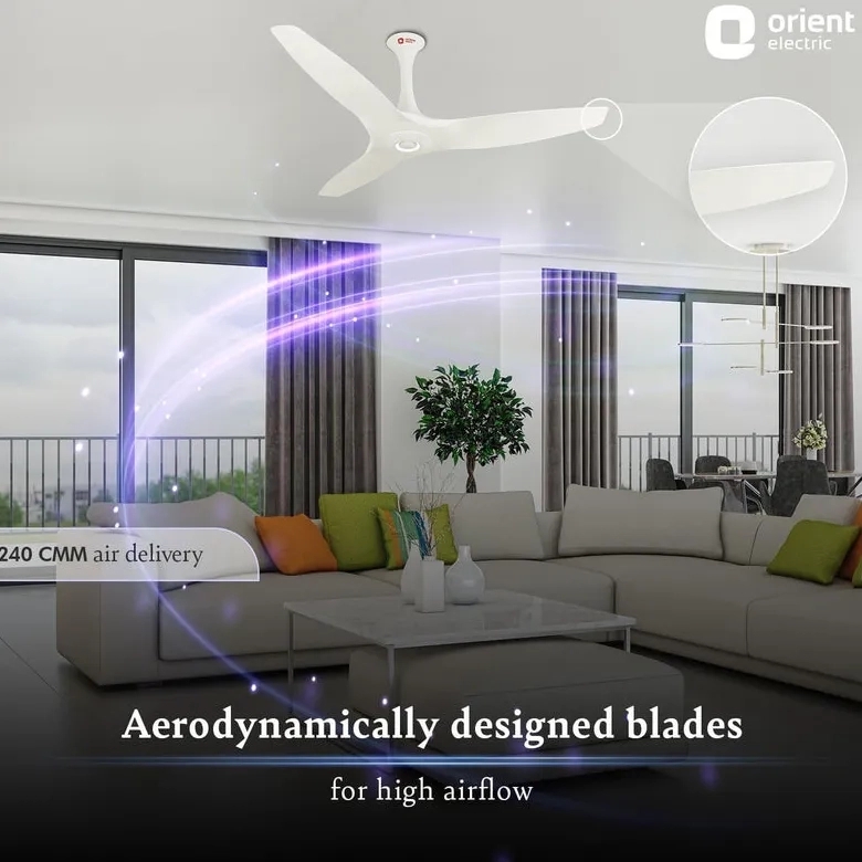 Orient Electric Aeroquiet Premium Silent Ceiling Fan 1230mm White by Orient Electric : Colours available: White 2 1