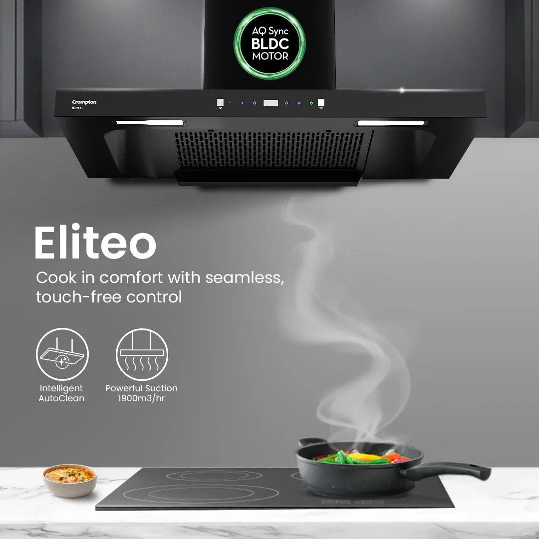 Crompton Eliteo Box Filterless Chimney 90cm by Crompton : Colours available: Black 10 1