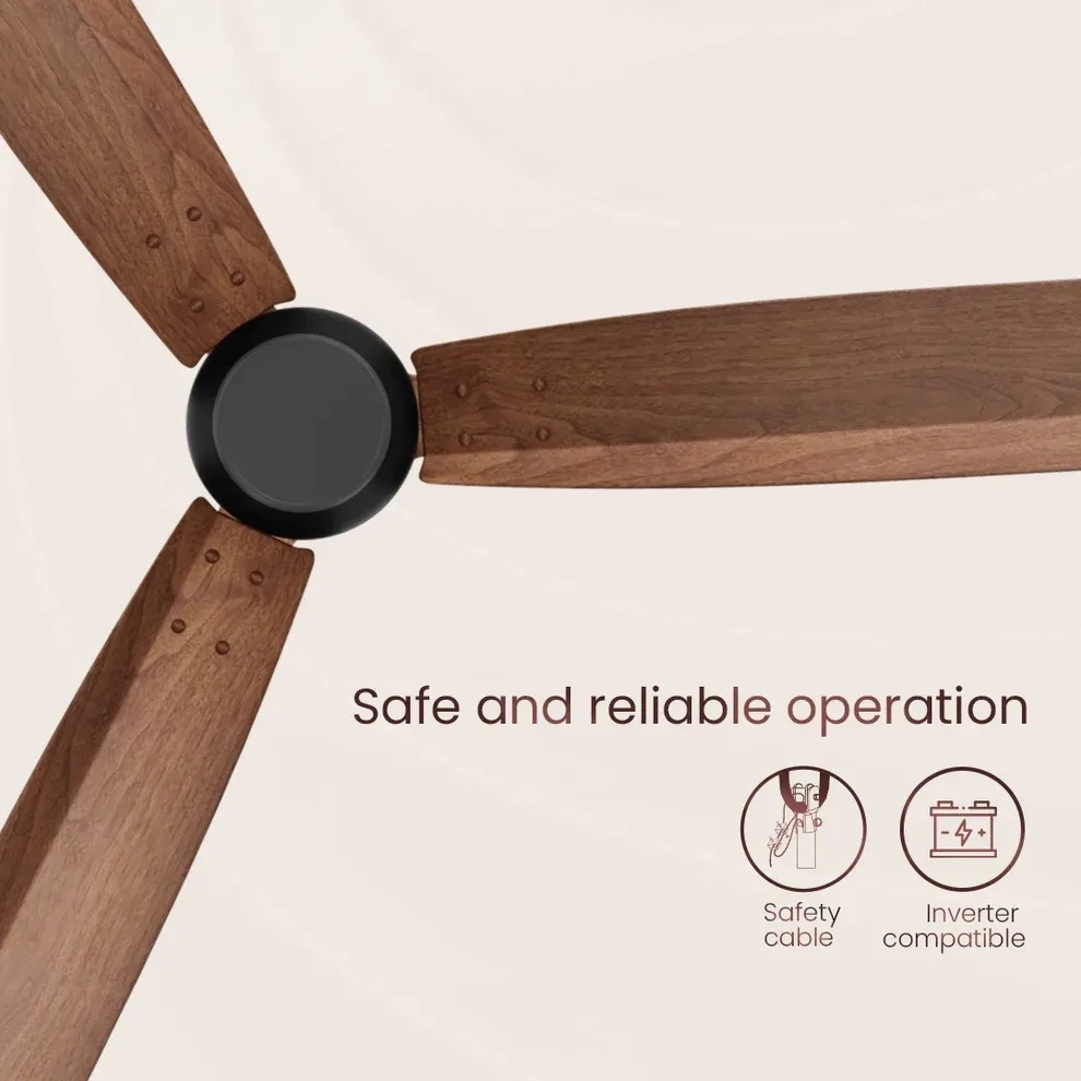 Crompton Energion Groove Remote BLDC Ceiling Fan - Dark Cherry Wood by Crompton : Colours available: Brown 13 3