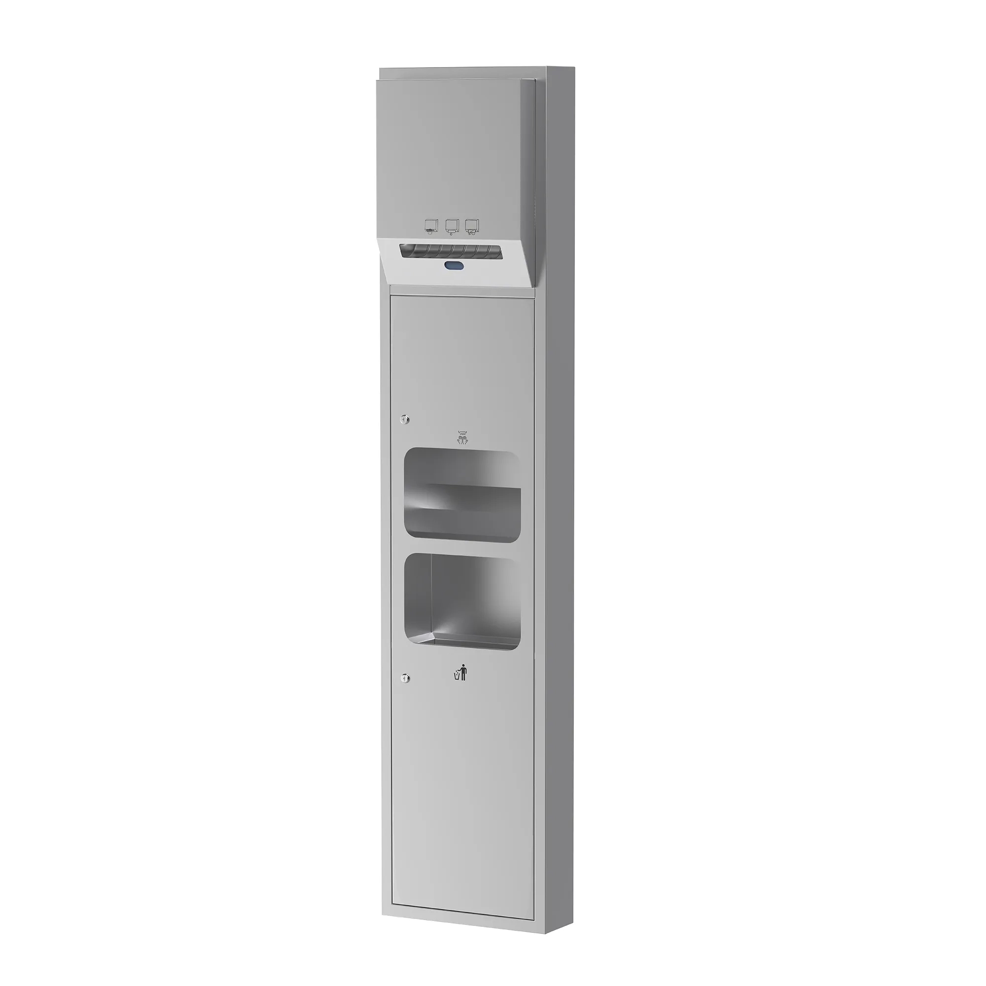 Dolphy Silver 3-in-1 Stainless Steel Surface-Mount Panel with HRT Roll Dispenser by Dolphy : Colours available: Silver