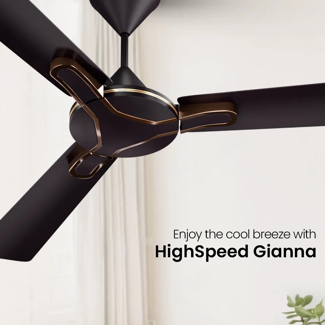 Crompton High Speed Gianna | Star Rated Ceiling Fan - Roast Brown by Crompton : Colours available: WoodyBrown 9 1