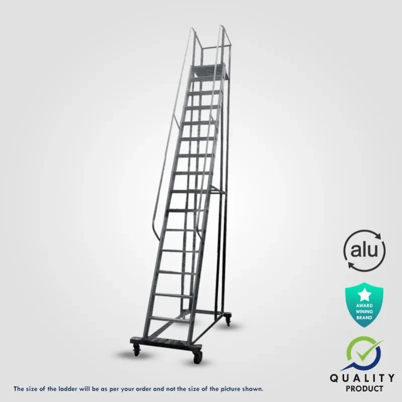 Aluminium Trolley Step Ladder with Top Stable Platform (Model: K7024, Height: 4 ft in Medium) by Kalco