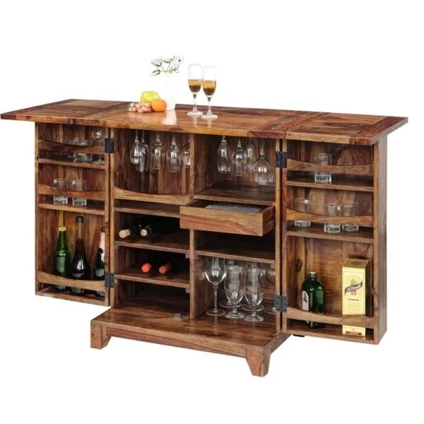 Natural Living Whirl Wooden Bar Cabinet (Tuscany) 3