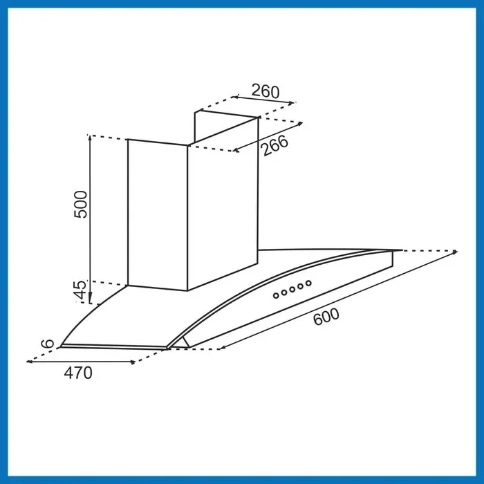 Glen Kitchen Chimney Curved Glass with Motion Sensor Baffle filter 60cm 1250 m3/h -Black (CH6071MSBL60LTW) 7