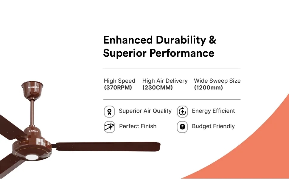 ZunPulse Falco BLDC High Speed 1200 mm Remote Controlled 3 Blade Ceiling Fan (Brown) by Zunpulse : Colours available: Brown 11 6