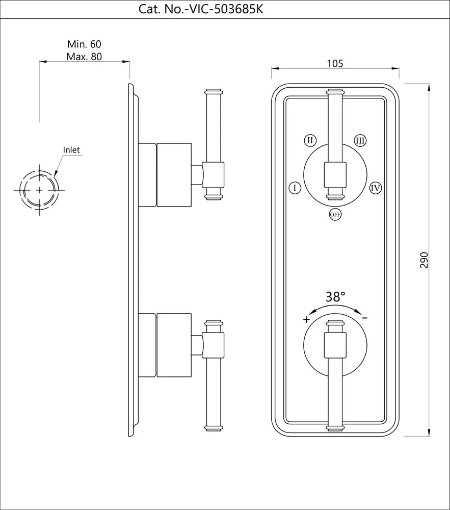 Artize Exposed Part Kit of Thermostatic Shower Mixer - Chrome - VIC-CHR-503685K 1