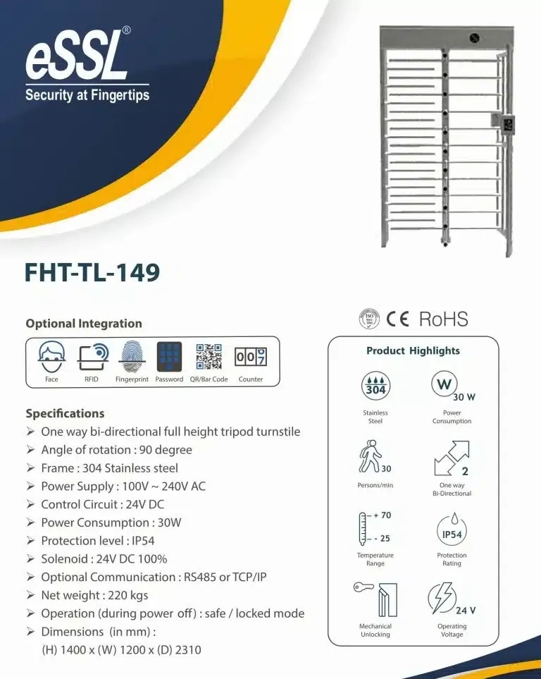 Ampletrails Full Height Turnstile Access Control System by Ampletrails : Colours available: Grey 3 8